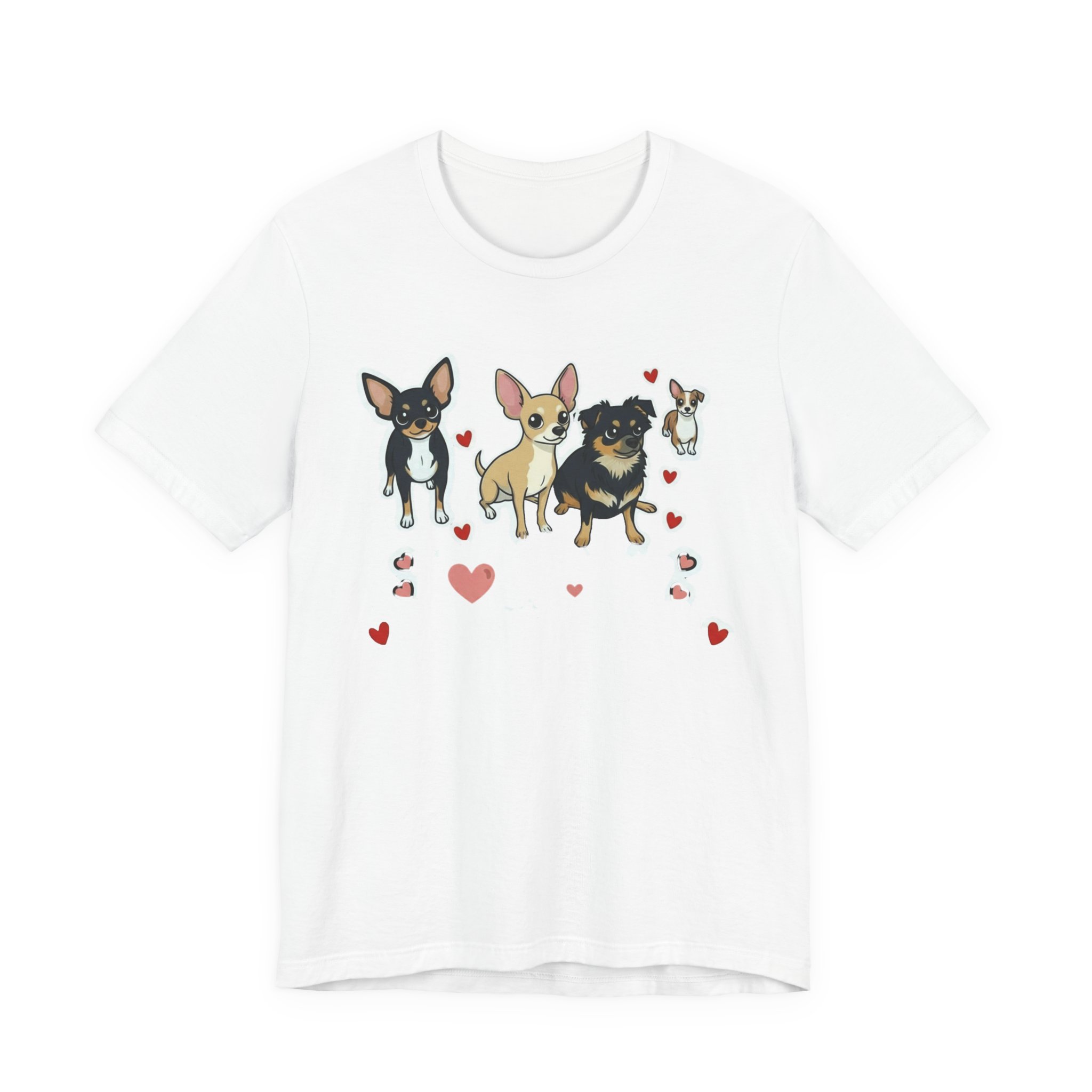 Chihuahua Love T‑Shirt — Cute Cartoon Chihuahuas & Hearts Tee - Image 1